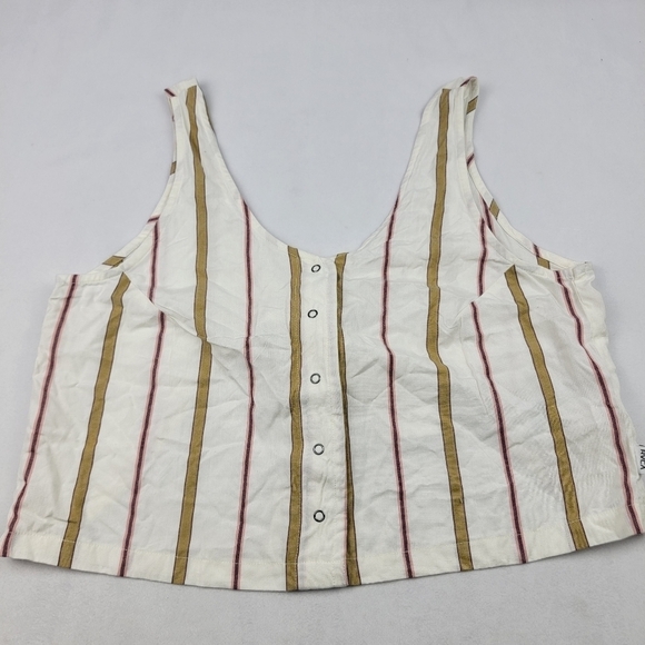NWT RVCA Note To Self striped snap front tie back crop tank top A99 - Picture 4 of 7